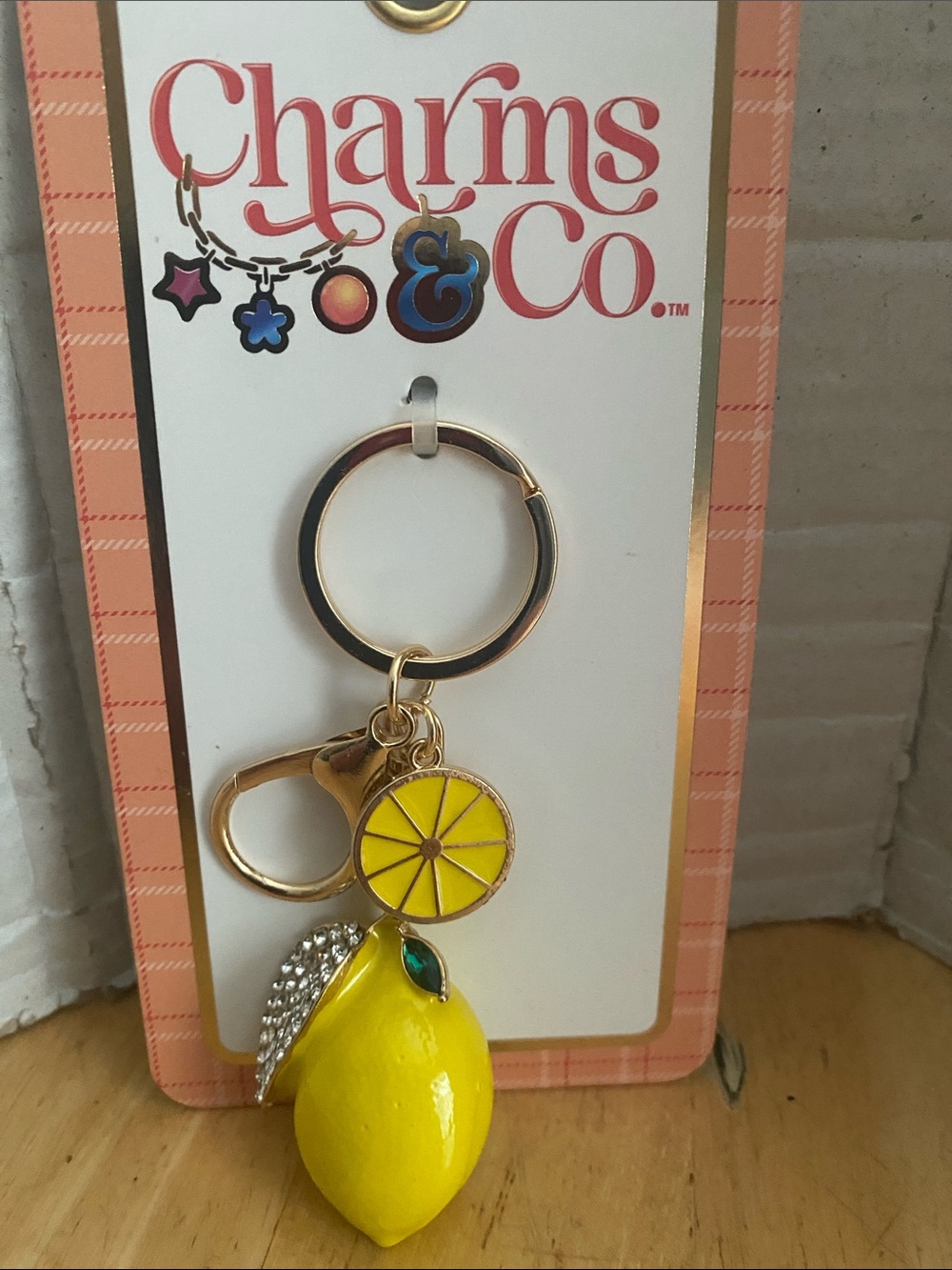 Charms & Co Yellow Lemon blingy bag charm Keychain NWT - Picture 3 of 4